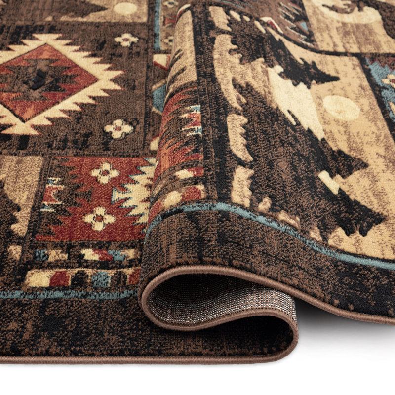 Tapis brun Navya Southwestern, Rectangle 1 pi 8 po x 2 pi 7 po