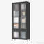 Grande armoire de rangement en métal avec 4 portes vitrées et 5 tablettes latérales