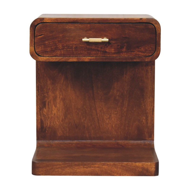 Chestnut T-bar Rounded Bedside