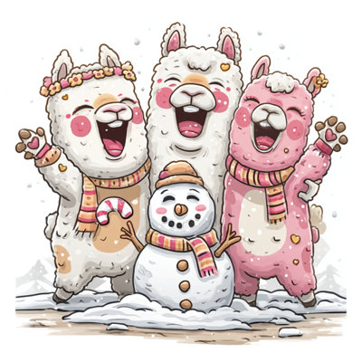 Rideaux de douche lamas avec bonhomme de neige très long