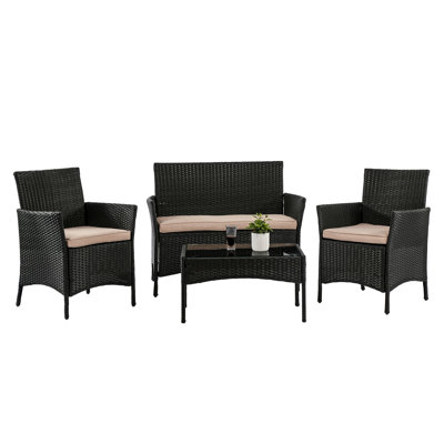 Wicker - Person Patio Conversation Set with Cushions