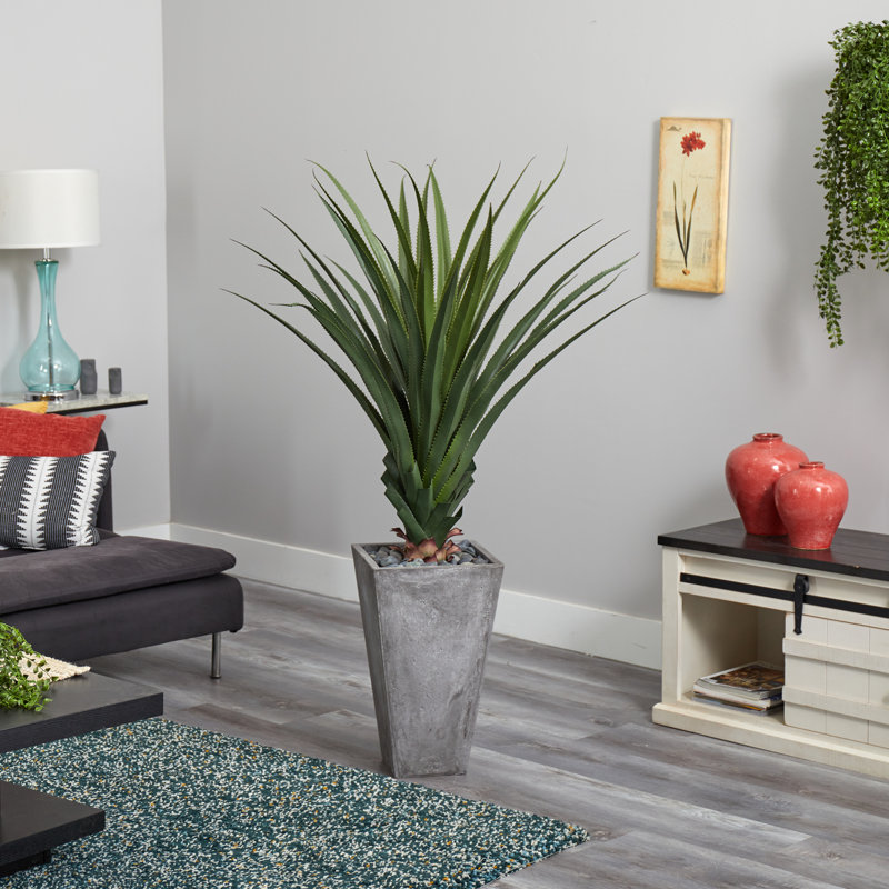 60'' Faux Agave Succulent in Stone Planter