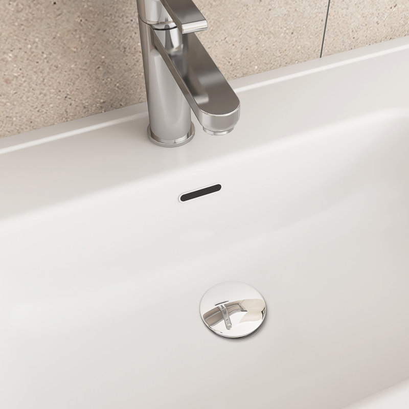 Meuble-lavabo mural 36 po en chêne brut et chêne brut avec lavabo en céramique intégré et trop-plein