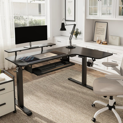 Marquasha Adjustable Height L-Shaped Steel Standing Desk