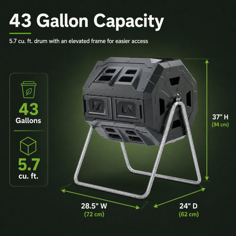Algreen 43 Gallon Dual-Batch Tumbling Composter