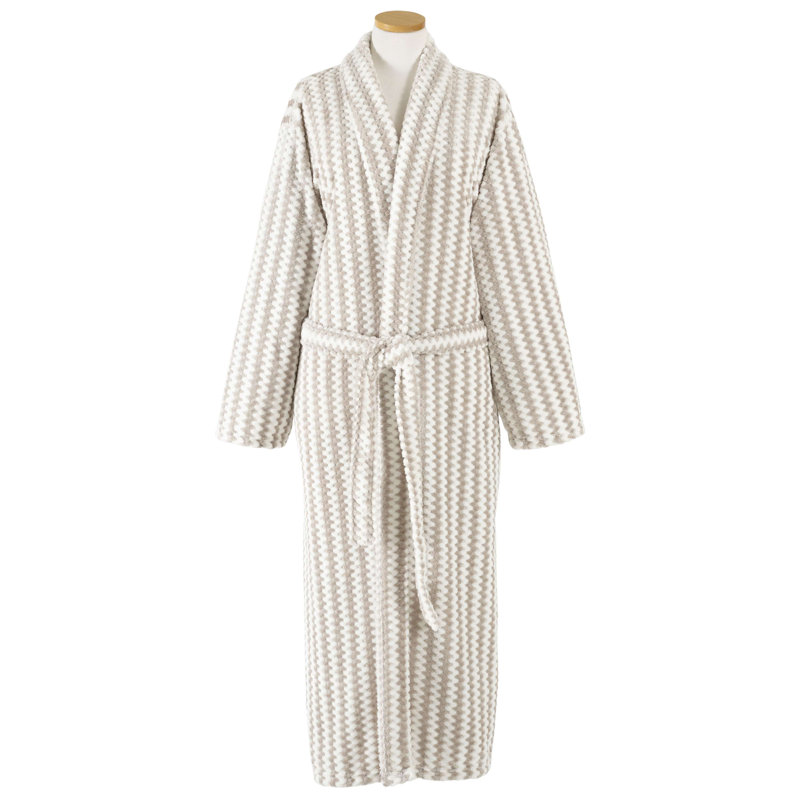 Bubble Stripe Fleece Robe, Blue, 52" L