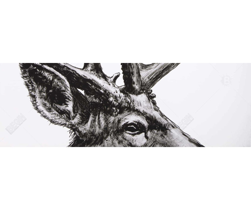 Toile blanche chambre à coucher animaux - chevreuil plume décoration intérieure, H 48 po x l 16 po