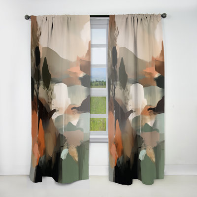 Vert et beige Transcendant Reality I - Rideau en velours moderne - obscurcissant - 1 panneau