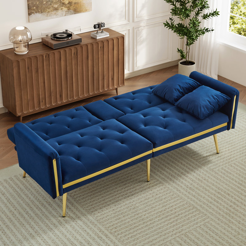 2 Seater Velvet Loveseat, Blue