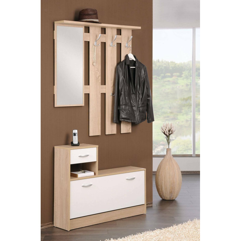 Emilce Hall Tree 100cm Wide with Bench, Brown