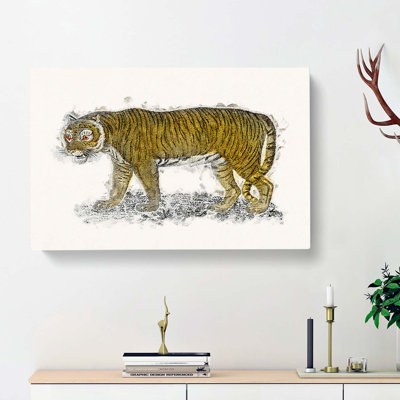 Vintage Tiger Illustration - Wrapped Canvas Painting