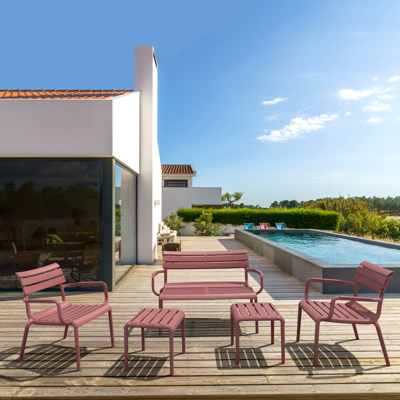 Ruta 46" Garden Bench, Marsala 