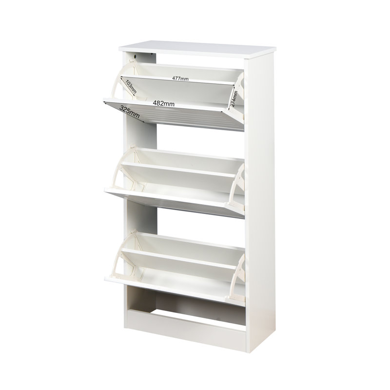 Wooden Shoe Cabinet Shoe Rack Shoe Organizer Shoe Storage Cabinet with 3 Flip Doors