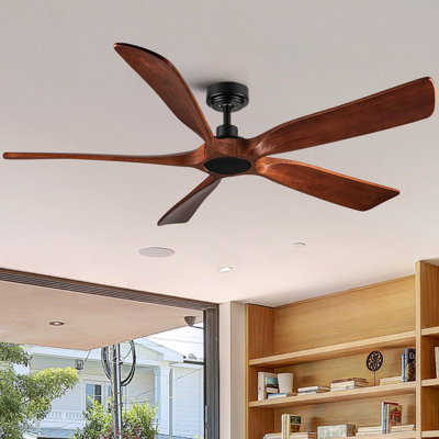 Modern 60'' Rustic Look Wood Black Ceiling Fan Without Light