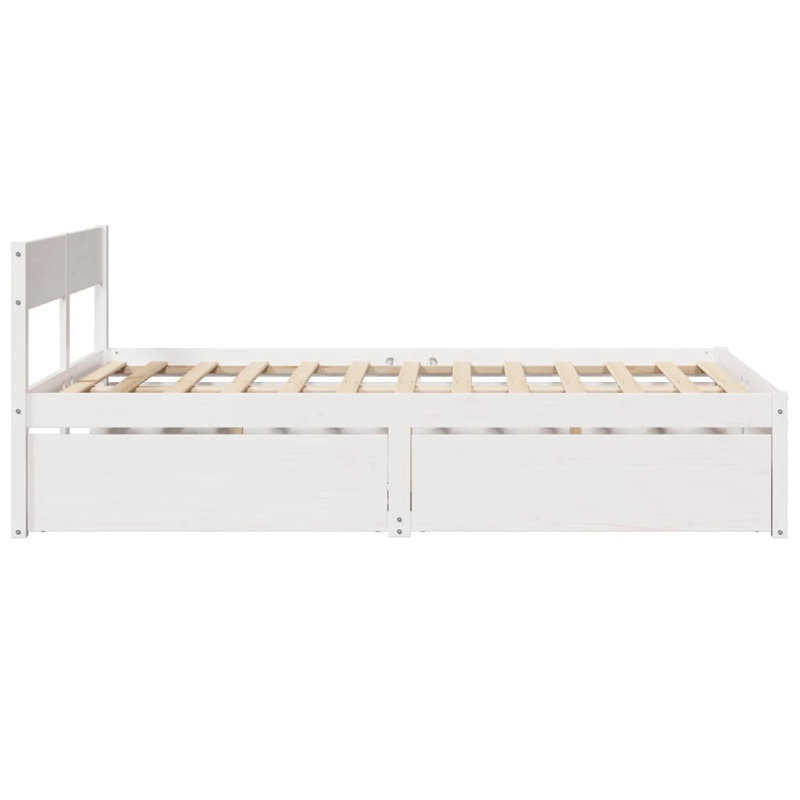 Losurdo Solid Wood Bed, White, UK Double - DE 135 x 190 cm