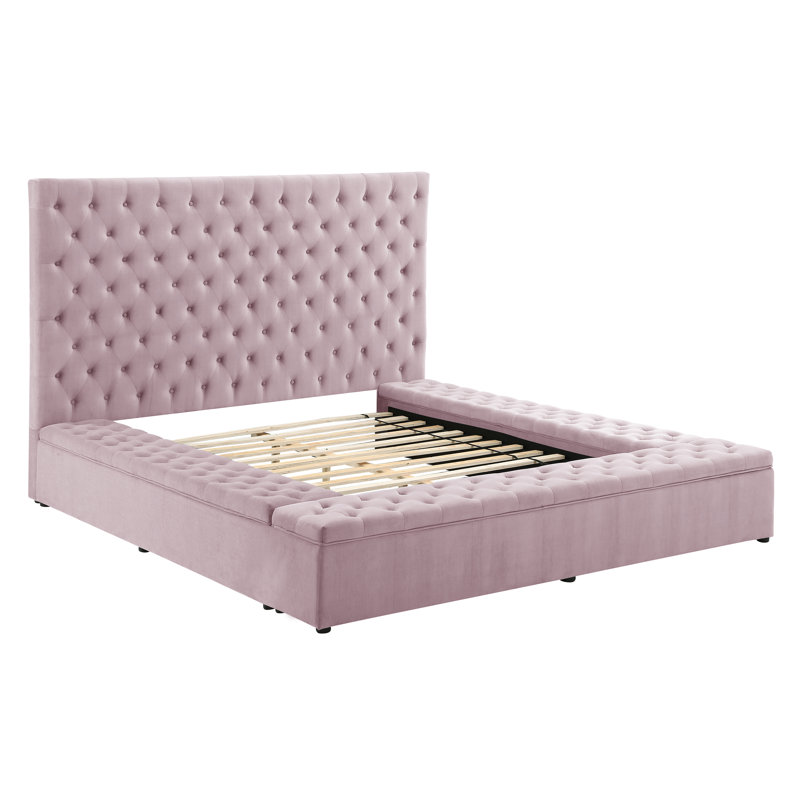 Richmond Upholstered Panel Storage Bed , California King, Black