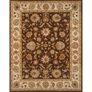 Talmo Oriental Handmade Tufted Wool Brown Area Rug