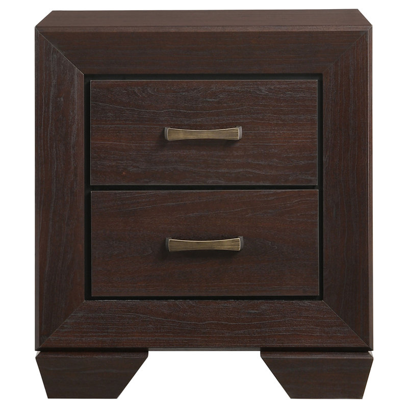 Table de chevet rectangulaire à 2 tiroirs, Marron foncé
