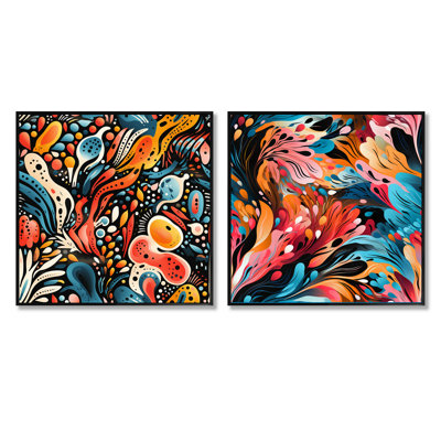 Hartsfield - Ensemble de 2 collages carrés botaniques abstraits