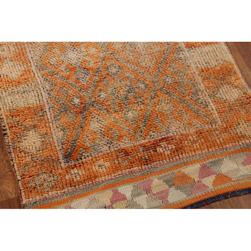 Tapis de couloir oriental vintage en laine à motif géométrique Oushak 8