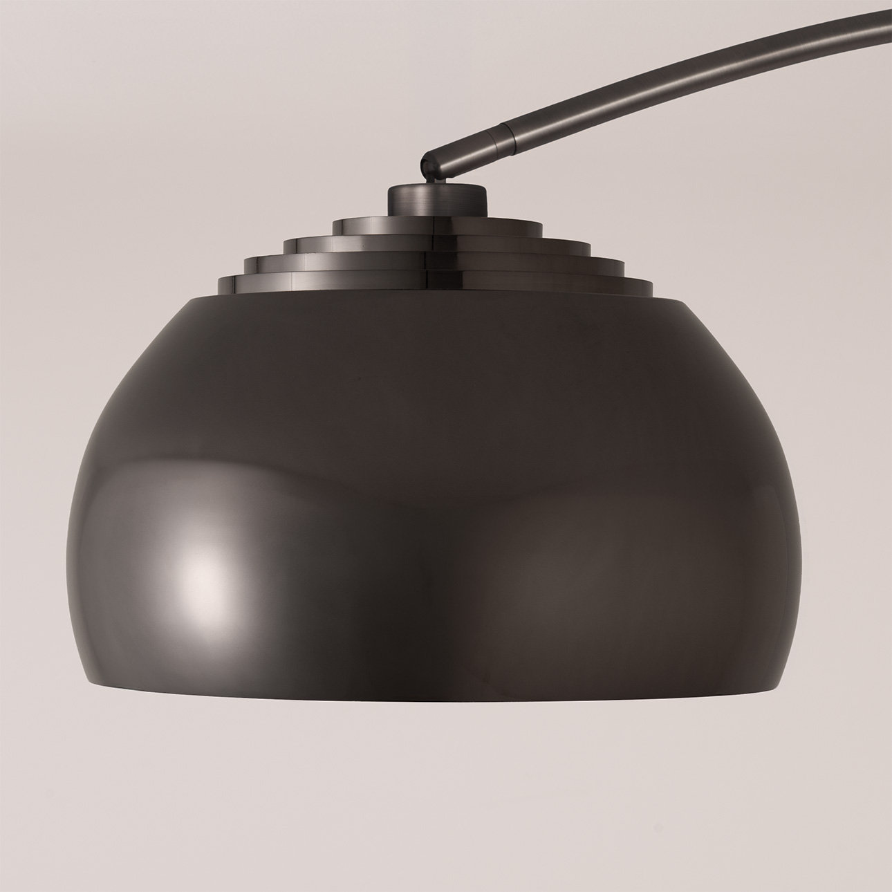 Half Dome 92" Arc Lamp - White Marble Base, Half-Dome Shade, Dimmable, Bulb Included, Half- Dome Black Nickel