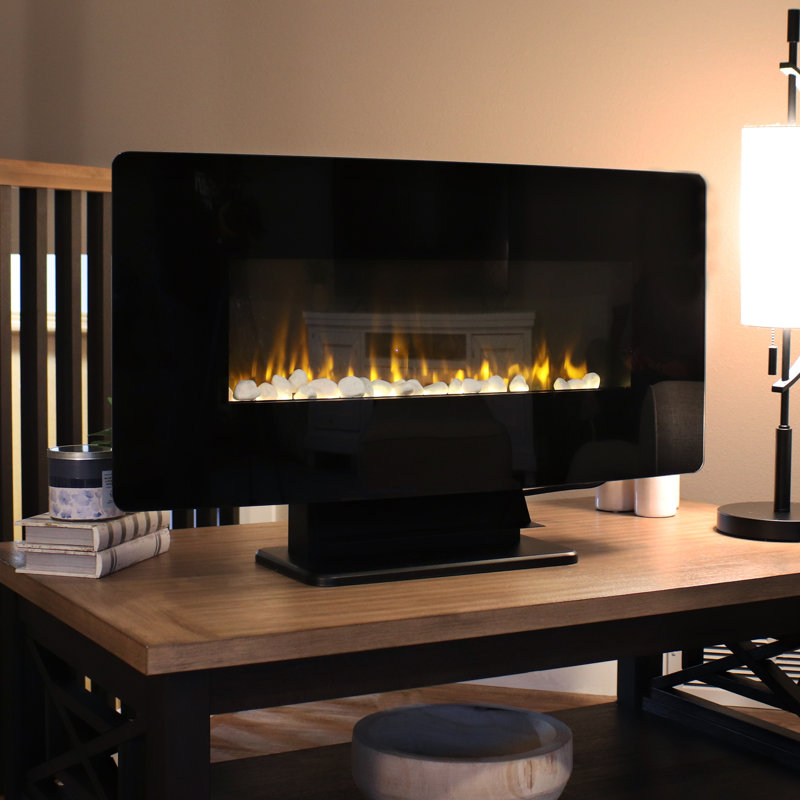 Einya Curved Face Tabletop Electric Indoor Fireplace - 35.75", 21.5" H x 35.75" W x 8.75" D