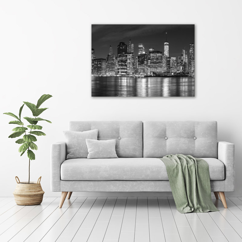 Manhattan By Night - Wrapped Canvas Print