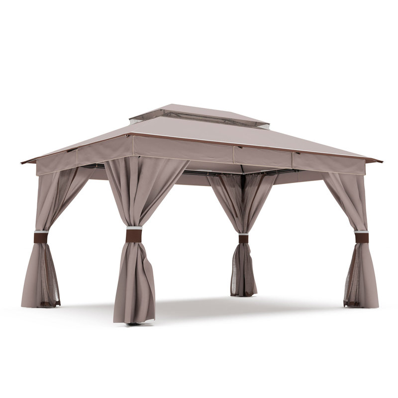 Lausaint Home 10'x13' Steel Patio Gazebo, Khaki