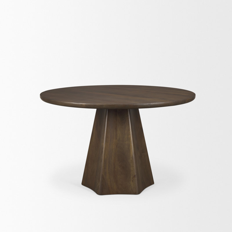 Jovani 48" Solid Light Brown Mango Wood Round Dining Table, 30"H x 48"L x 48"W, Dark Brown