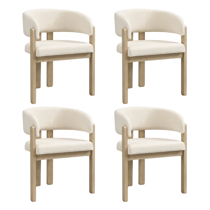 Boucle Upholstered Armchair in Beige, 4, Beige