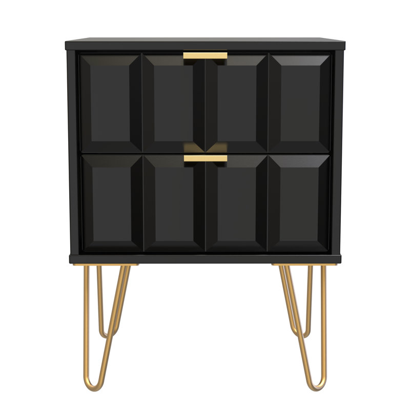 Baudi 45cm W Manufactured Wood Bedside Table, Black