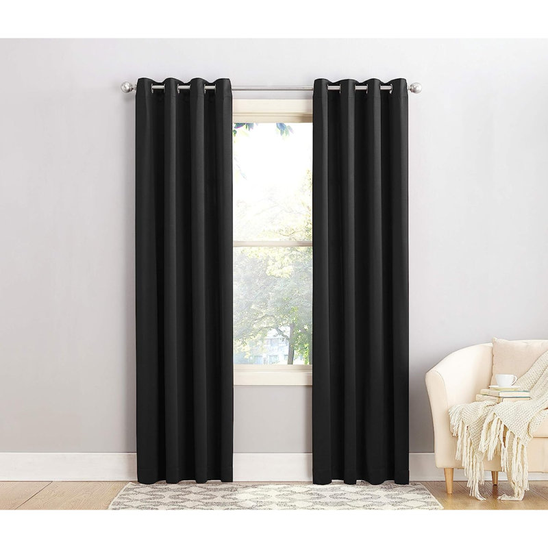 Rideau en polyester, Noir, L 54 po x L 63 po