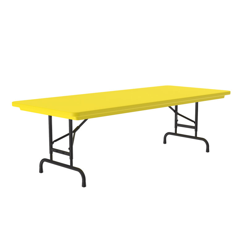 Table pliante rectangulaire en plastique réglable, Jaune, H 32 po x L 72 po x l 30 po