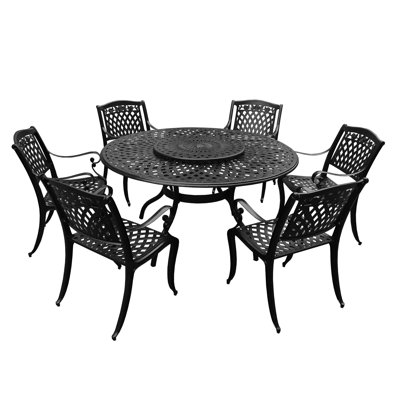 Eletta Round 6 - Person 59" Long Aluminum Dining Set by Charlton Home