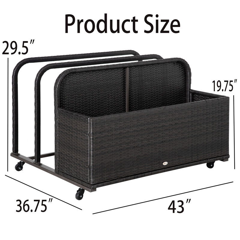 TONWIN 43'' W 110 Gallons Steel Storage Bench with Wheels, Grey