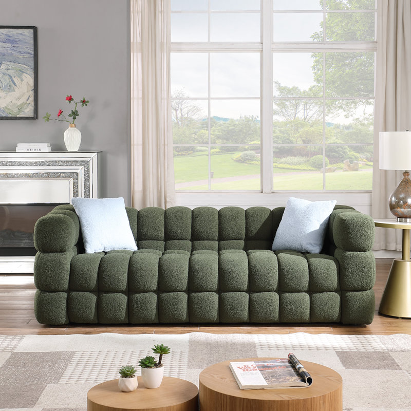Canapé 84,25 po à accoudoirs droits, Vert, 26,8 po H x 84,25 po L x 36 po P