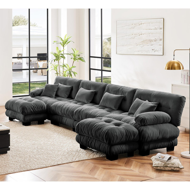 Canapé modulaire Luxury Luxury, Gris, 4, H 35,4 po x l 173,2 po x P 36 po
