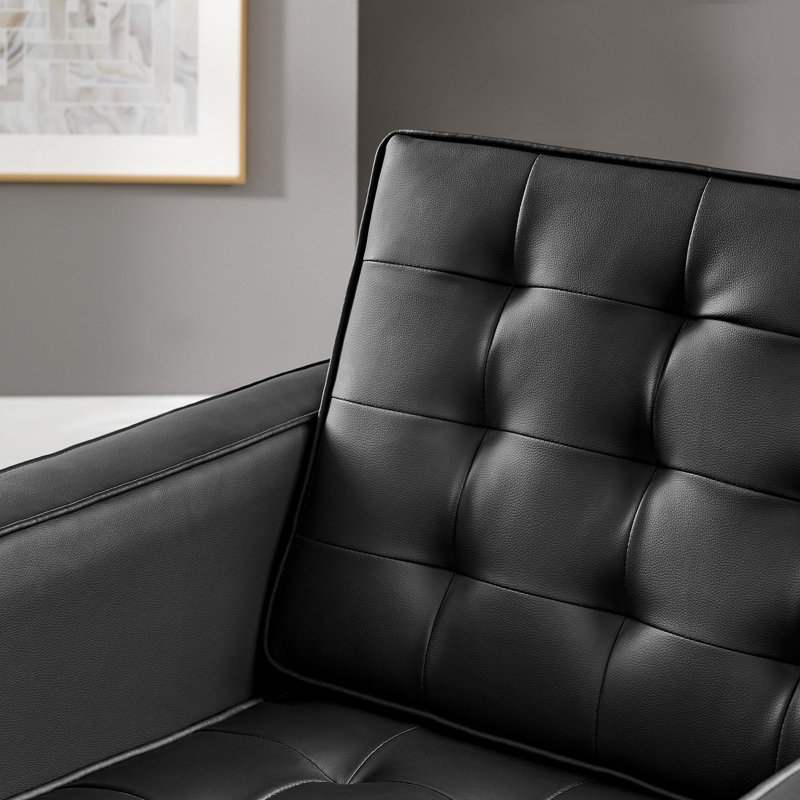 Ensemble de canapé et fauteuil capitonné Loft, Similicuir noir