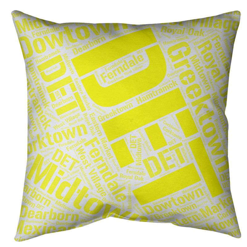 Coussin intérieur/extérieur détroit, Non, H 20 po x l 20 po, Jaune
