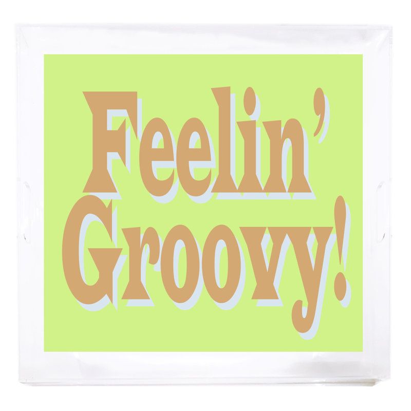 Plateau décoratif carré en acrylique Feelin Groovy, Jaune / brun / avocat