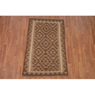 Brown Kilim Geometric Area Rug 3x5