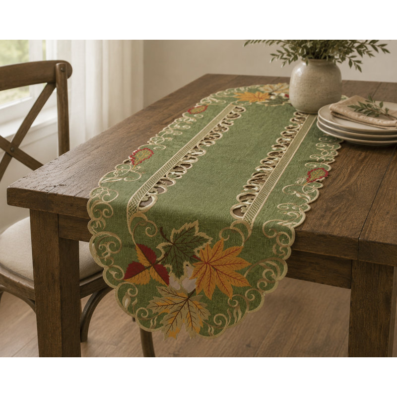 Weiler Embroidered Cutwork Fall Table Runner