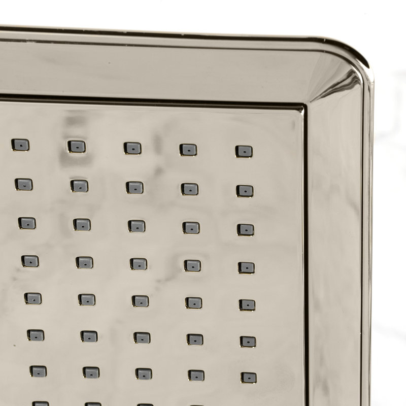 Pomme de douche carrée en ABS 9/8 po avec bras de douche 15-3 / 4 po Kingston, Nickel poli