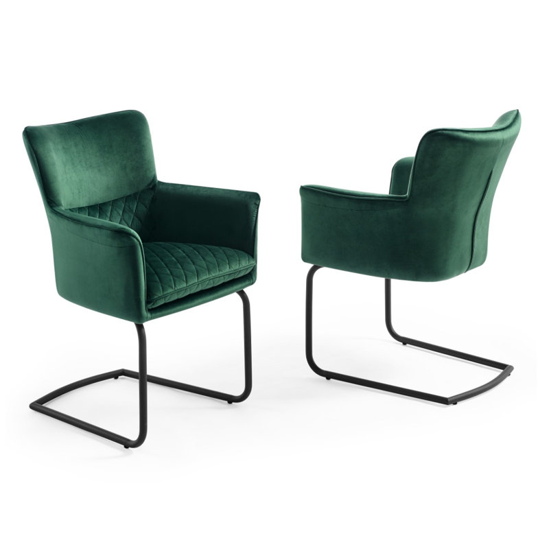 Osier Velvet Arm Chair, Black, Green