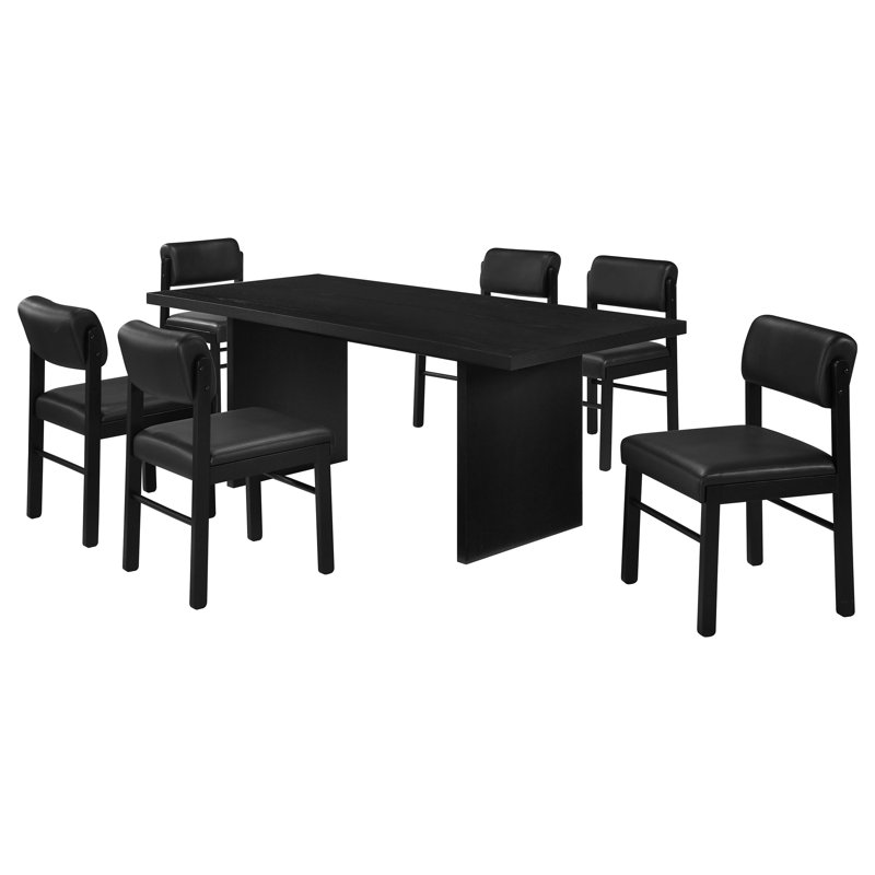 Ensemble de salle à manger rectangulaire 7 pièces Vinga, Black, Black