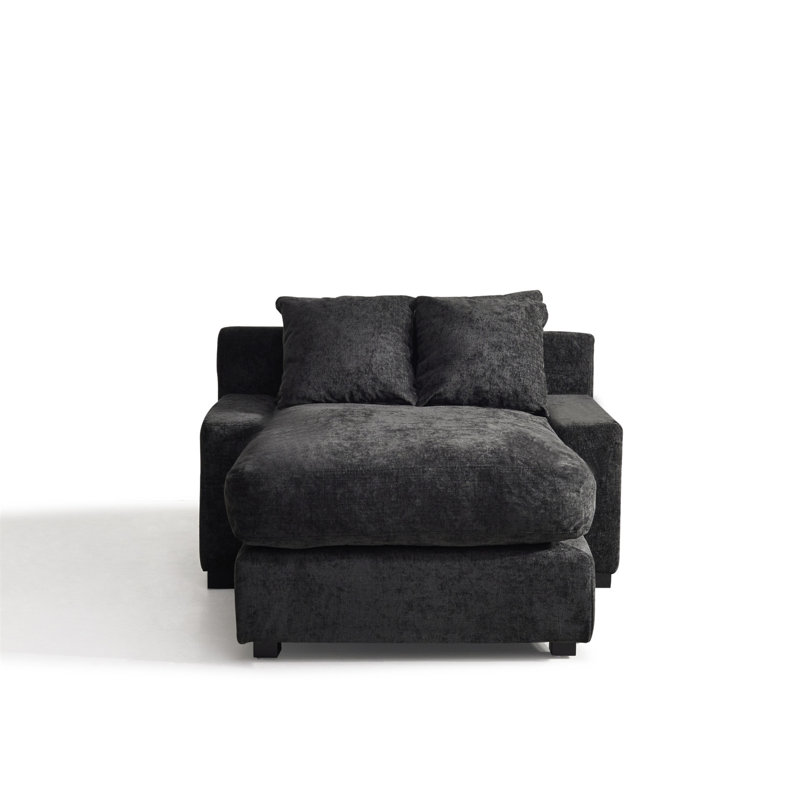 Upholstered Accent Chair, Black Chenille