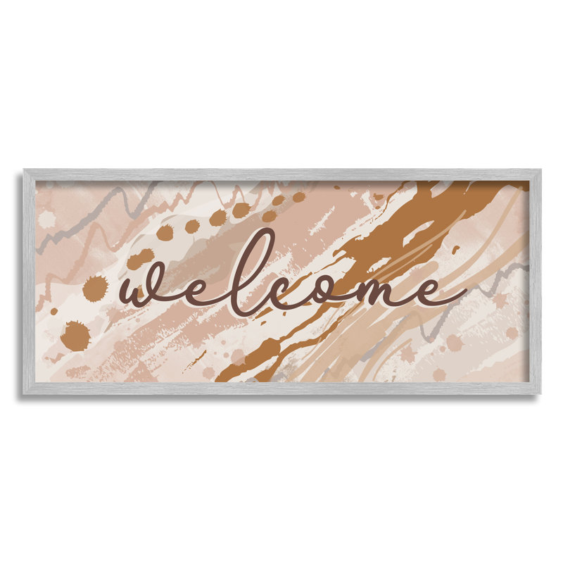 Motif de géode abstraite «Welcome Greeting» par Jennifer Ellory - Art textuel, H 10 po x l 24 po, Estampe numérique Farmhouse