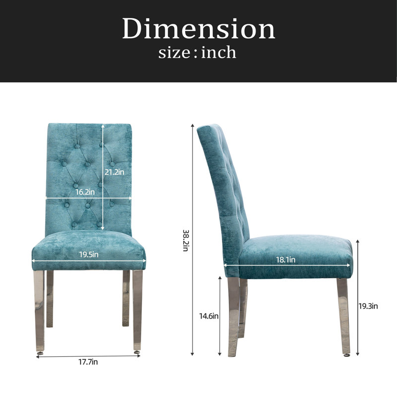 Ensemble de 2 chaises de salle à manger modernes, pieds robustes en acier inoxydable et ressorts en forme de S - Support ergonomique pour la salle à manger, la cuisine et le bureau