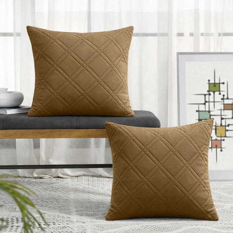 Geometric Square Cushion, Rust