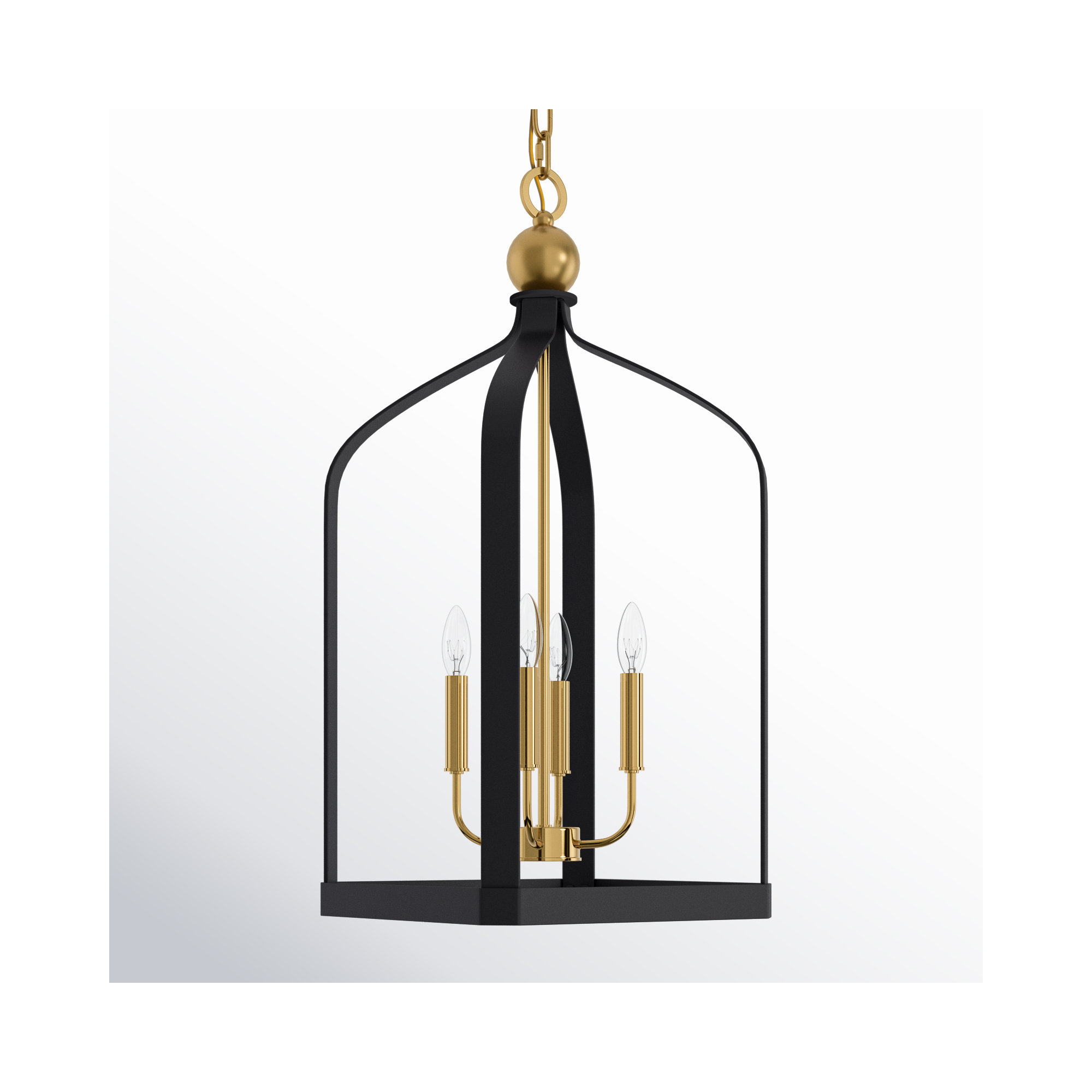 Kenmore Chandelier, Black, 4 Lights, 32" H x 15" W x 15" D
